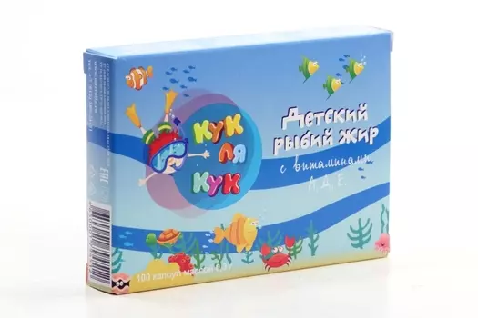 Рыбий жир Кук ля Кук дет с вит А/Д/Е, 300 мг, 100 шт, капсулы