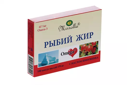 Рыбий жир Мирролла с маслом шиповника, 370 мг, 100 шт, капсулы