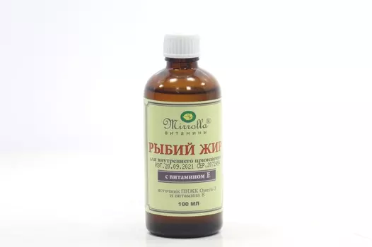 Рыбий жир Мирролла с витамином Е 100 мл, для приема внутрь