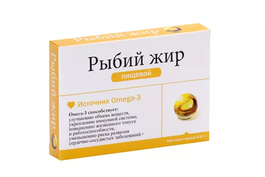 Рыбий жир Омега-3, 370 мг, 100 шт, капсулы