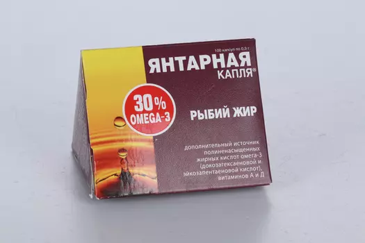 Рыбий жир янтарная капля, 100 шт