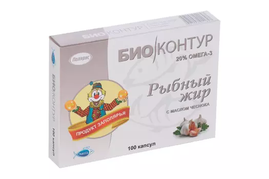 Рыбий жир с маслом чеснока, 330 мг, 100 шт, капсулы