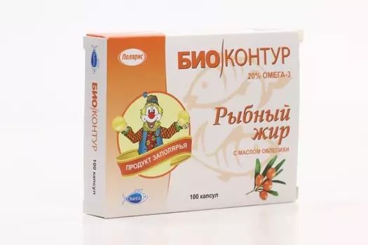 Рыбий жир с маслом облепихи 0.3 г, 100 шт, капсулы
