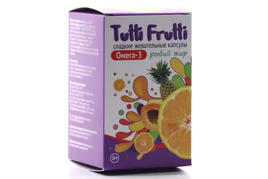 Рыбий жир Тутти Фрутти Омега 3, 500 мг, 45 шт, капсулы жевательные сладкие Вертекс