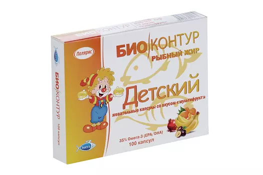 Рыбный жир Биоконтур мультифрукт дет, 100 шт, капсулы