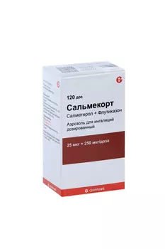 Сальмекорт 25 мкг+250 мкг/доза, 120 доз, аэрозоль для ингаляций дозированный