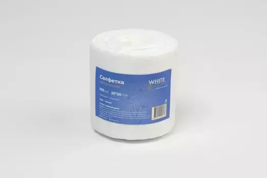 Салфетка 20*20 рулон White line белый, 100штук