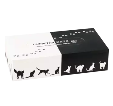 Салфетки АФАЛИНА Cats двухслойные гигиенич бумажные, 100 шт