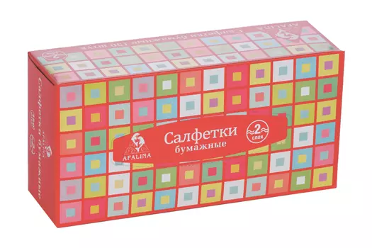 Салфетки АФАЛИНА Клетка двухслойные бумажные гигиенические оранж, 150 шт