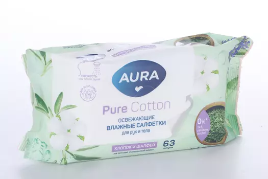 Салфетки Аура влажн д/всей семьи, 63 шт