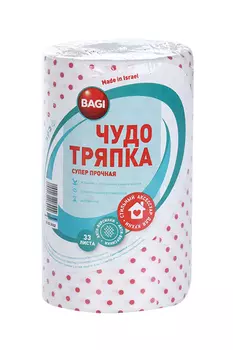 Салфетки Bagi для уборки в рулоне чудо-тряпка супер прочная 20х20см 33 листа