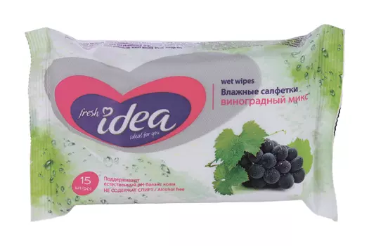 Салфетки Fresh idea Виноградный микс влажн универсал, 15 шт