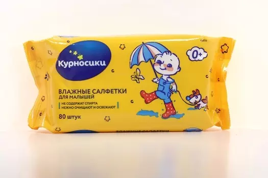 Салфетки Курносики дет влажн д/малышей, 80 шт