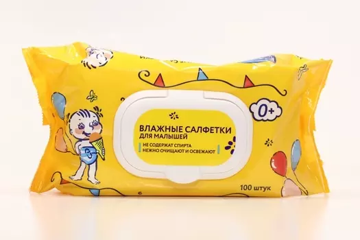 Салфетки Курносики влажн д/малышей с доп пласт клапаном, 100 шт