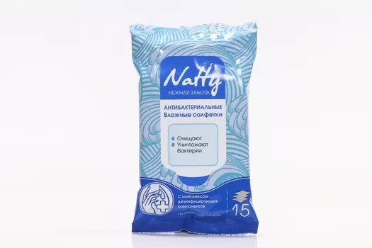 Салфетки Нэтти влажн антибактер, 15 шт