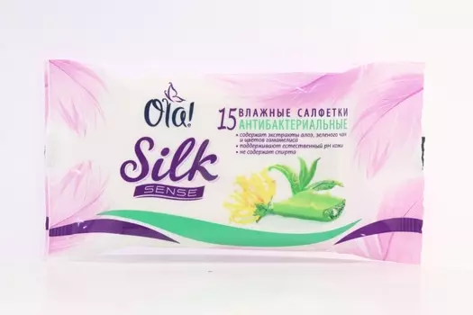 Салфетки Ола SILK SENSE влажн антибактер экстр алоэ/зел чай, 15 шт