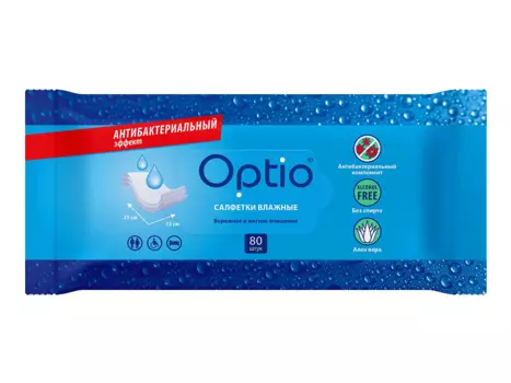 Салфетки Оптио влажн антибактер, 80 шт
