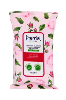 Салфетки Premial la fleur влаж очищающие ароматерапия роза, 50 шт