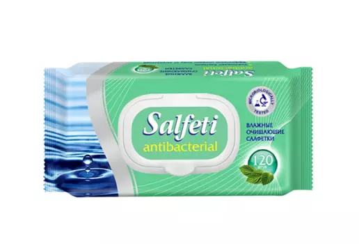 Салфетки Салфети влажн очищ антибактер, 120 шт