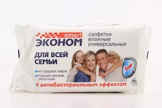 Салфетки Смарт Эконом влажн антибактер, 100 шт