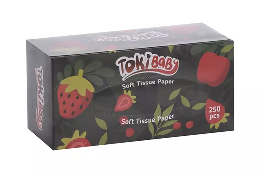 Салфетки TokiBaby бумажные 2х-слойные в картонной упаковке, 250 шт