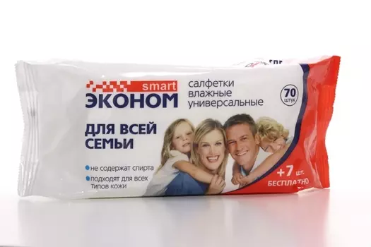 Салфетки влаж Эконом Смарт д/всей семьи, 77 шт