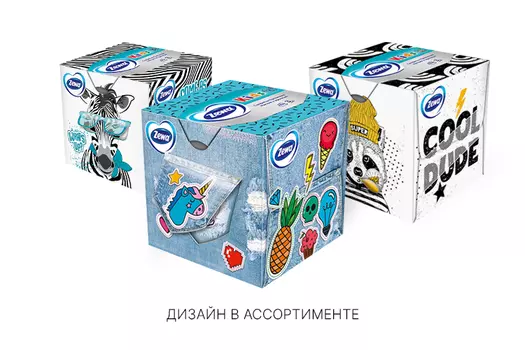 Салфетки Зева Кидс бумаж д/лица, 60 шт