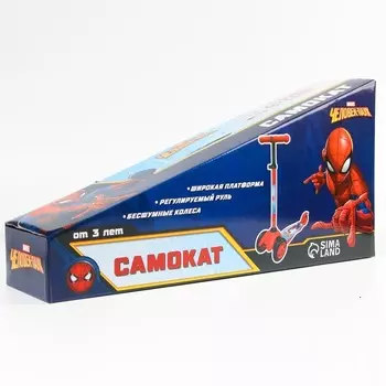 Самокат MARVEL детский складной Человек-Паук колеса PU 120/80 мм ABEC 7 цвет красный