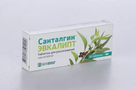 Санталгин Эвкалипт, 600 мг, 20 шт, таблетки для рассасывания