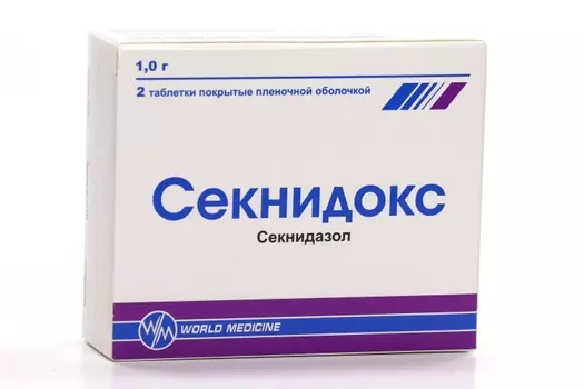 Секнидокс 1 г, 2 шт, таблетки покрытые пленочной оболочкой