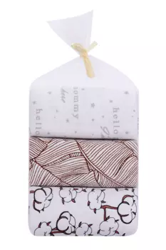 Сет Мьельк пеленок хлопок палм три хелло мами коричневый светло-серый белый бежевый 80х80 см, 3 шт