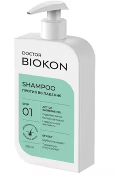 Шампунь Доктор Биокон против выпадения волос Гидролат мяты, 250 мл