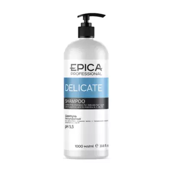 Шампунь Epica professional DELICATE бессульф pH 5,5 очищающ с гиал кислот и витамин А/С/В5/РР, 1 л