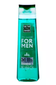 Шампунь кондиционер гель д/душа Чистая Линия 3 в1 Энергия/чистота д/мужчин, 400 мл, (68142578)