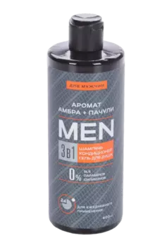 Шампунь-кондиционер Krassa д/волос и гель д/душа MEN 3-в-1, 400 мл