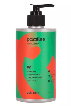 Шампунь Pamilee 2в1 с эффектом кондиционера д/кошек 444 мл