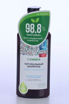 Шампунь SYNERGETIC Объём и укрепление волос бессульф, 400 мл