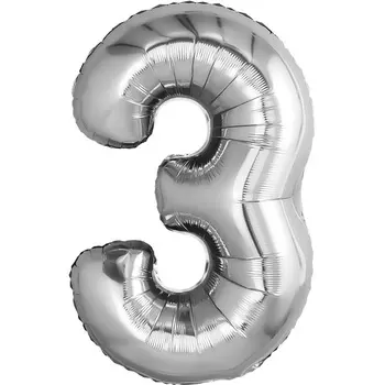 Шар фольгированный LETI «Цифра 3», цвет серебро