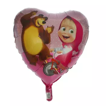 Шар GRABO фольгированный «Маша и Медведь», сердце 5 шт