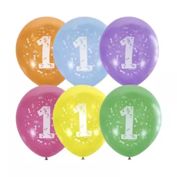 Шар Latex Occidental латексный «Цифра 1», пастель, 2-сторонний, набор 10 шт , цвета микс