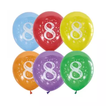 Шар Latex Occidental латексный «Цифра 8», пастель, 2-сторонний, набор 10 шт , микс