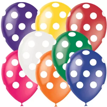 Шар Latex Occidental латексный «Горошек, ассорти яркое», декоратор, 5-сторонний 25 шт микс