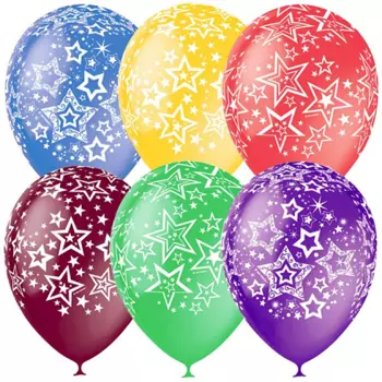 Шар Latex Occidental латексный «Звезды», декоратор, 5-сторонний, набор 25 шт , микс