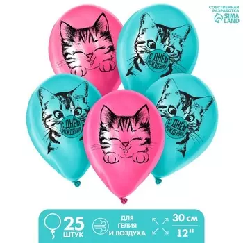 Шар Страна Карнавалия латексный Котик , набор 25 шт