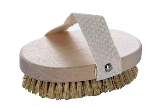 Щетка Банная большая с щетиной кабана на светлом ремешке