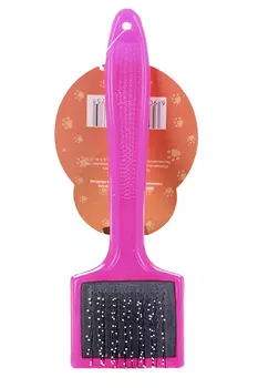 Щетка-пуходерка Пижон малая мягкая с каплями основание 44х44 мм розовая