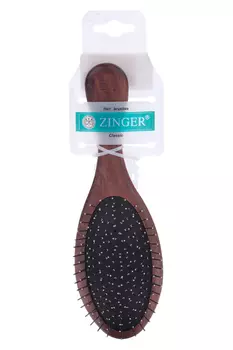 Щетка Zinger массажная дерево brown зубчики металл