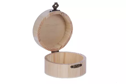 Шкатулка дерево простая круглая 9,2х9,2х5,2 см