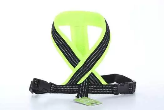 Шлейка нейлон Х-образная с мягкой подкладкой, зеленая Размер(25ммх50смх60/70см)