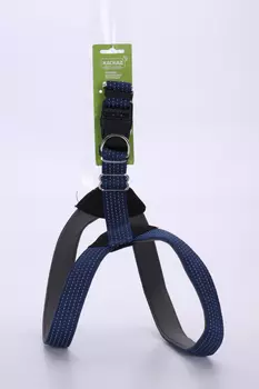 Шлейка нейлон Премиум светоотражающий с неопреновой подкладкой 30ммх72-80x78-90см синяя